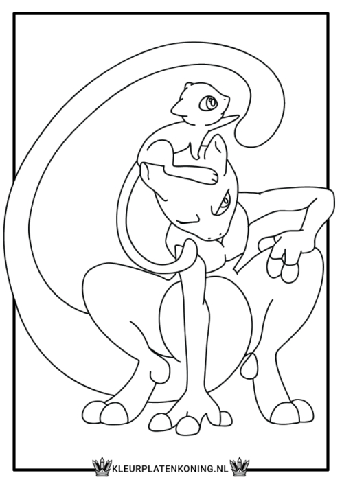 Kleurplaat Mewtwo en Mew