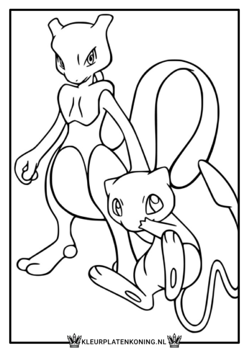 Kleurplaat Mewtwo en Mew