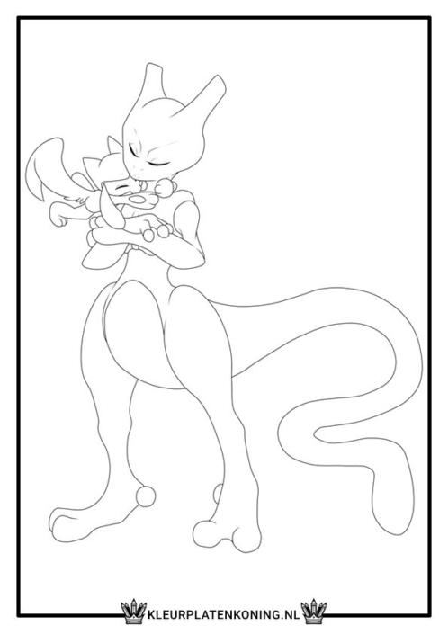 Kleurplaat Mewtwo en Riolu