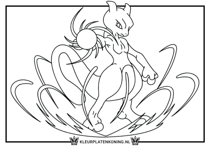 Kleurplaat Mewtwo doet aanval